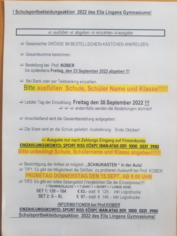 SCHULSPORTBEKLEIDUNGSAKTION 2022